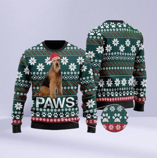 Discover Funny Dog Christmas Sweater, Paw Print Ugly Holiday Pullover, Pet Lover Knit Sweater Gift for Men & Women.