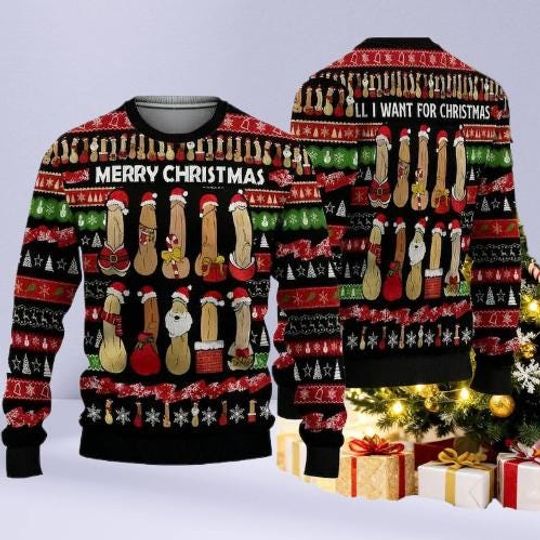 Funny Dirty Ugly Christmas Sweater, Retro Vintage Holiday Jumper, Hilarious Family Matching Outfit, Unique Christmas Party Gift Idea