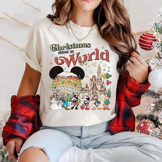 Discover Disney Epcot Christmas Tour 2025 Shirt, WDW Mickey's Very Merry Christmas Party Tee, Epcot World Tour Christmas Shirt