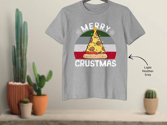 Discover Pizza Christmas Tree Xmas Italian Fast Food Merry Crustmas T-Shirt