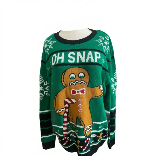 Ugly Christmas Sweater “Oh Snap” Gingerbread Man Christmas Sweater Size XL