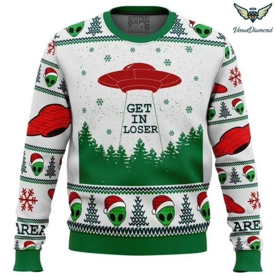 Discover Get In Loser Alien Ugly Christmas Sweatshirt Merry Christmas, Christmas Sweater