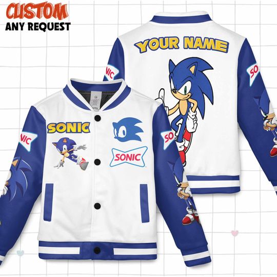 Discover Custom Sonic The Hedgehog Baseball Jacket, Personalized Movie Jacket, Sonic the Hedgehog Sports, Gamer Gift Outfit
