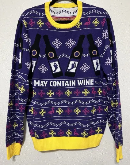 Discover Ugly Christmas Sweater Wine Bottles Purple Medium Large Acrylic Funny Knit M