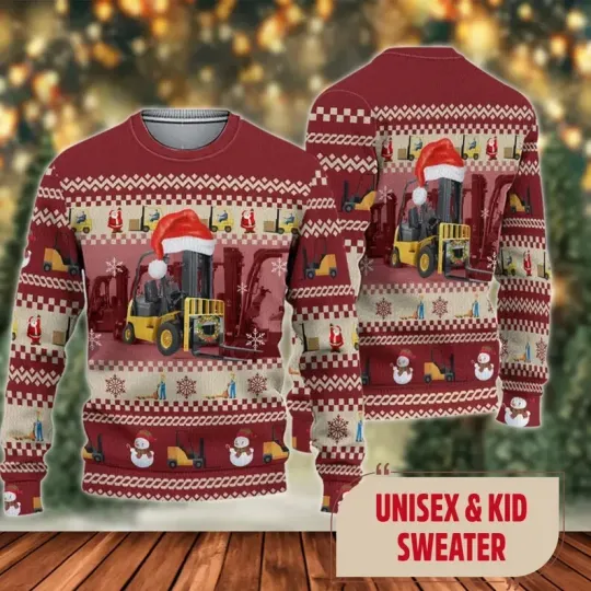 Discover Forklift Ugly Christmas Sweater, Forklift Santa Christmas Sweatshirt, Xmas Gift