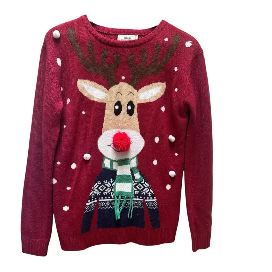 Discover DaisyBoutique Christmas Rudolph Reindeer Holiday Sweater Cardigan Cute Ugly S