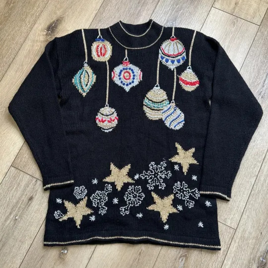 Discover VTG 80S 90S DANA SCOTT Christmas SWEATER Ugly Long SLEEVE L Ornament Flashy