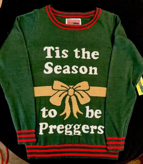 Discover Tipsy Elves Tis The Season To Be Preggers Ugly Christmas Sweater Ladies S NWT