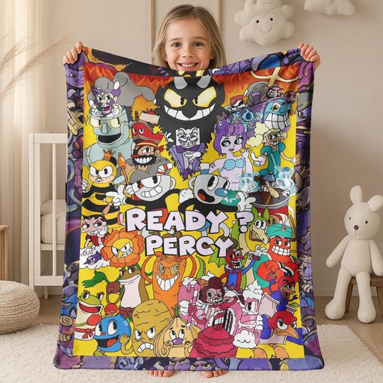 Discover Personalized Cuphead Blanket, Custom Name Blanket, Cuphead Christmas Blanket