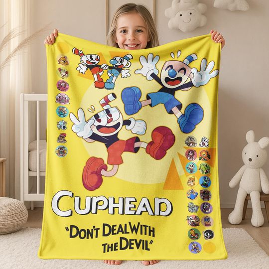 Discover Personalized Cuphead Blanket, Custom Name Blanket, Cuphead Christmas Blanket