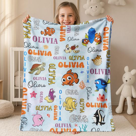 Discover Personalized Watercolor Disney Finding Nemo Blanket