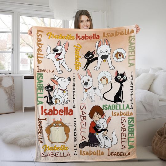 Personalized Watercolor Disney Bolt Blanket