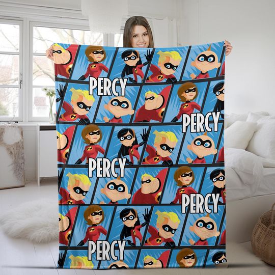 Incredibles 2 Blanket, Mr Incredible, Elastigirl Blanket, Horror Fleece Blanket