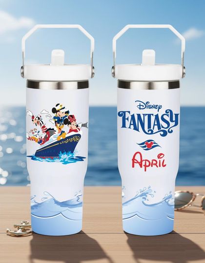 Discover Disney Cruise Tumbler, Personalized Disney Trip Water Bottle, Cruise Vacation Gift, Mickey Minnie Sailor Stainless Steel Mug