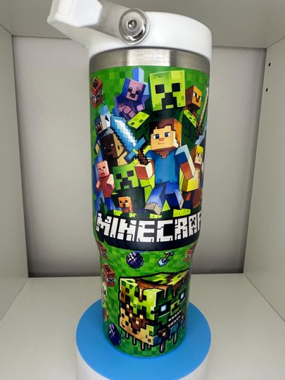 30oz Sandbox Game Matte Water Bottle Tumbler with Flip Straw