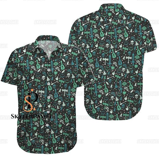 D&D Hawaiian Shirt, Dungeons & Dragons Button Shirt, Dice T-Shirt, Fantasy Gaming Shirt