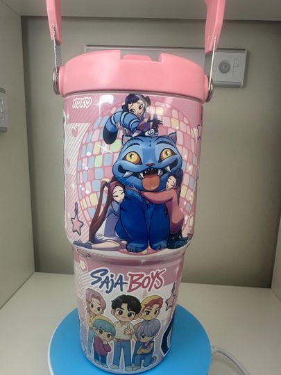 Discover 30oz Glossy K-pop Band Tumbler with Flip Straw