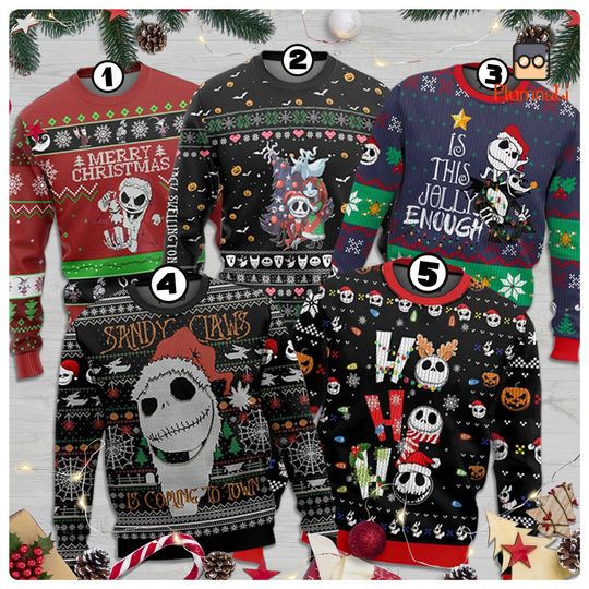 Discover Nightmare Before Christmas Ugly Sweater, Jack Skellington Christmas Sweater, Mickey's Very Merry Christmas 2024, Nightmare On Main Street