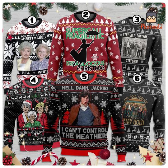 Discover Christmas Movie Ugly Christmas Sweater, Stay Golden Christmas Sweater, Golden Christmas Sweatshirt, Christmas Movies Sweatshirt, Xmas Gift