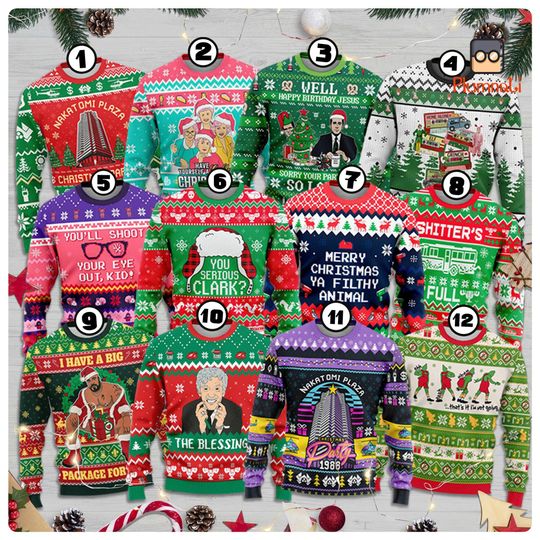 Christmas Movie Ugly Christmas Sweater, Christmas Movies Sweater, Griswold Christmas Vacation Sweatshirt, Die Hard Christmas Shirt Xmas Gift