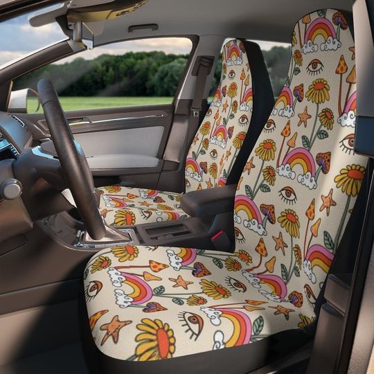 Discover Full Car Seat Cover Set for Vehicles - Boho & Cute Car Decor, Women’s Car Accessories