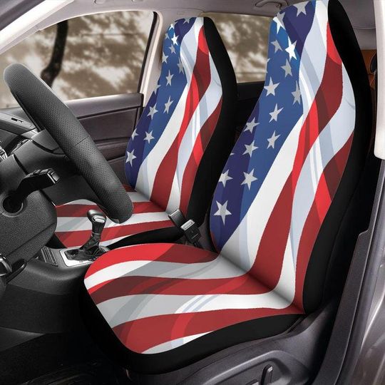 Discover American Flag Car Seat Cover Patriotic Red White Blue Front Seat Accessory
