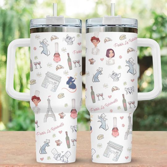 Discover Ratatouille 40oz Handle Tumbler, Paris Chef Remy Cup, Disney Pixar Tumbler Gift for Foodies, Cute Cartoon Drinkware for Her