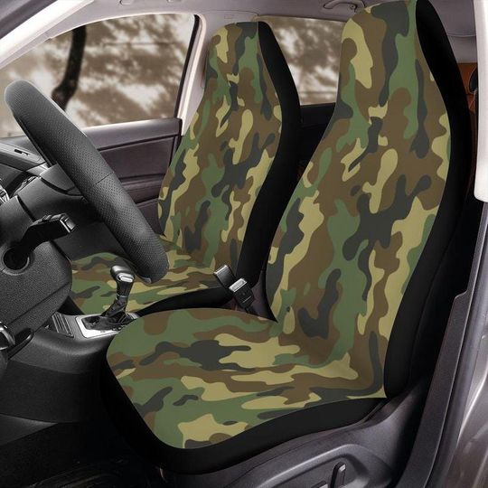 Military Woodland Camo Car Seat Cover Universal Fit Front Seat Protector M81 Pattern
