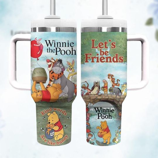 Discover Winnie the Pooh Friends Tumbler, Let's Be Friends Cup, 40oz Handle Mug for Disney Cartoon Lovers