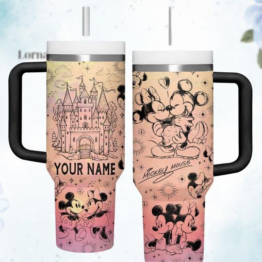 Discover Happiest Place on Earth Tumbler 40oz, Disney Mickey Minnie Tumbler, Disneyland Love Cup, Kiss Love Tumbler, Disney World Tumbler