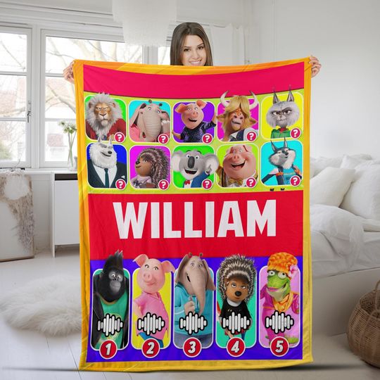 Discover Personalize Sing Pig Blanket, Sing 2 Movie Cartoon, Birthday Gift Baby Name Blanket