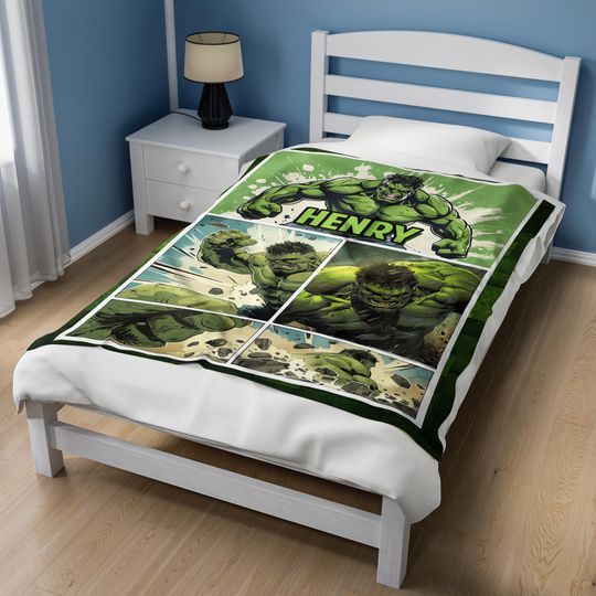 Personalized The Incredible Hulk Blanket, Hulk Fleece Blanket, Superhero Blanket