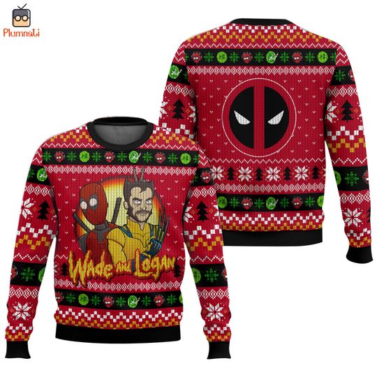 Discover Deapool Wolverine Christmas Ugly Sweater, Wade and Logan Sweater, Deapool 3 Sweatshirt, Superhero Ugly Sweater, Christmas Vacation Shirt