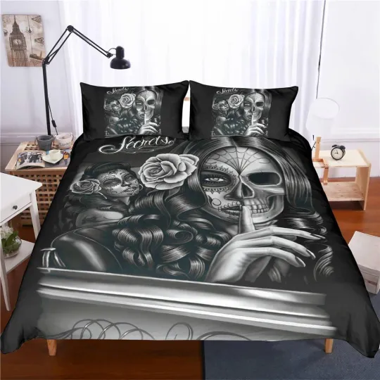 Discover 3D Skull Beauty Quilt Cover Set Bedding and Pillowcases
