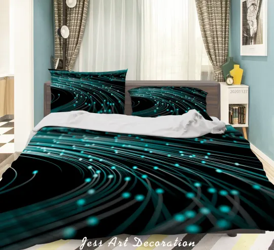 Discover 3D Line Light Modern Green Bedding Set with Quilt Cover and Duvet Cover