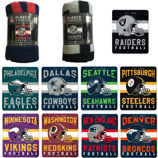 Discover New football ALL 32 Teams Available Helmet Logo Soft Fleece Throw Blanket