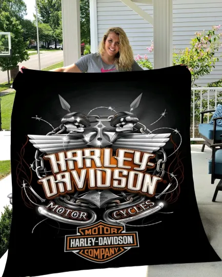 Discover Haarleyy Davidson Eagle Mafia Velveteen Plush Fleece Blanket