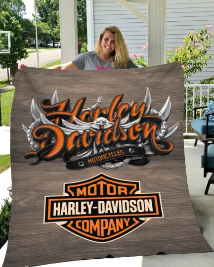Discover Haarleyy Davidson Fiery Eagle Fleece Blanket for Bikers, Velveteen Plush Throw