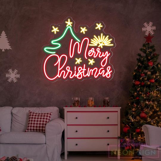 Discover Merry Christmas Neon Sign, Christmas LED Neon Light Home Wall Decor Garden Bar Holiday Event Party Decor Christmas Gift Xmas Gift