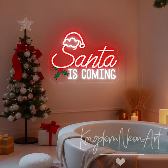 Discover Santa Is Coming Neon Sign Merry Christmas Hat Led Neon Light Home Shop Bar Wall Decor Christmas Event Decor Christmas Gifts