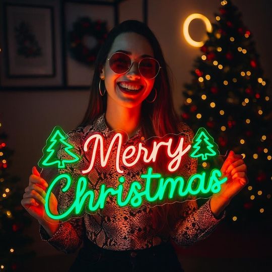 Discover LED Merry Christmas Neon Sign  Holiday Wall Decor, Christmas Gifts & Neon Decor Sign for Festive Home!