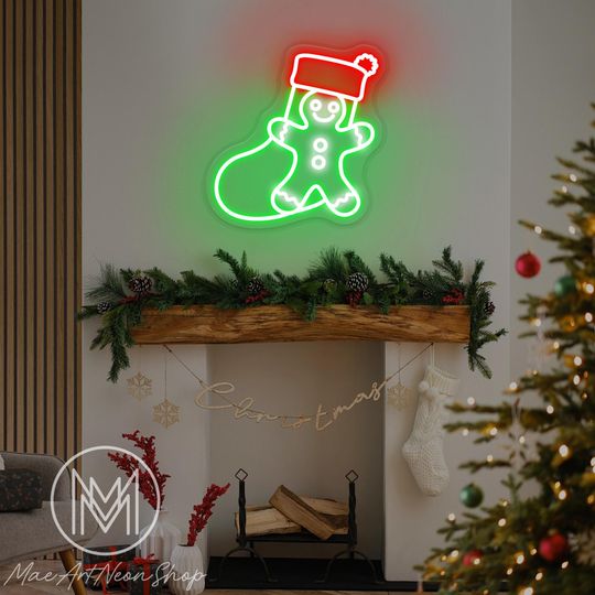 Discover Christmas Stocking Neon Sign,Christmas Stocking LED Light,LED Christmas Sign,Christmas Wall Decor,Christmas Gift For Kids