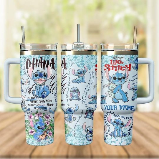 Discover Stitch Ohana Tumbler 40oz, Lilo and Stitch Cup, Ohana Family Mug, Disney Stitch Gift, Custom Name Cup, Disney Summer Gift Cup