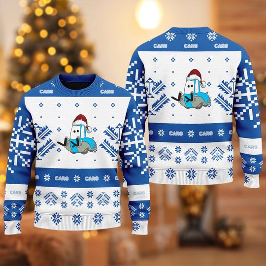 Discover Christmas Cars Guido Snowflakes Ugly Sweater, Cars Christmas Sweater, Racing Cars Xmas Holiday Gift, Lightning McQueen Family Trip Shirt