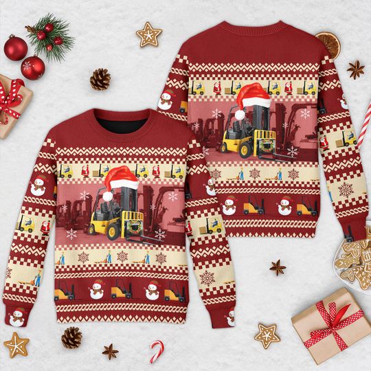 Discover Forklift Ugly Christmas Sweater, Forklift Santa Christmas Sweatshirt, Xmas Holiday Shirt, Gift For Men Women Kid, Forklift Operator Gift