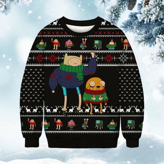 Discover Cartoon Friends Christmas Sweater, Funny Holiday Jumper, Colorful Character Pattern Knit Pullover, Cute Festive Ugly Xmas Gift for Him Her