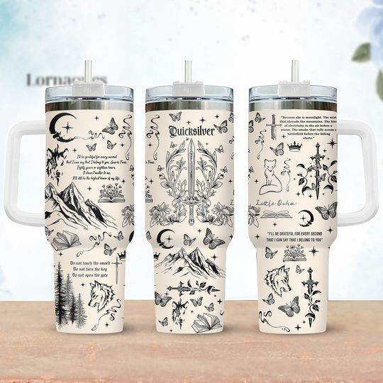 Quicksilver Book Tumbler 40oz, Fantasy Bookish Tumbler, Romantasy Bookish Tumbler, Kingfisher Tumbler, Callie Hart Gift