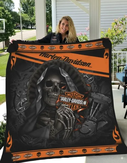 Discover Reaper's Ride Haarleyy Davidson Velveteen Biker Blanket Birthday Christmas Gift