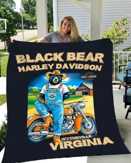 Discover Perfect Gift for Bikers Haarleyy Davidson Black Bear Soft Plush Fleece Blanket