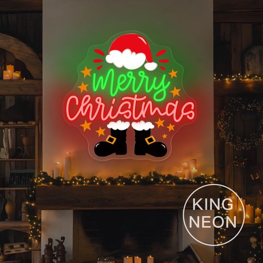 Discover Santa Claus Neon Sign, Merry Christmas LED Neon Light, Holiday Home Wall Decor Christmas Party Garden Sign, Christmas Gifts